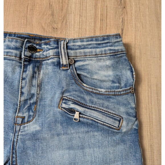 EDISON Biker Moto Jeans Size 32 Ribbed Skinny Distressed Streetwear Men's - Picture 7 of 12